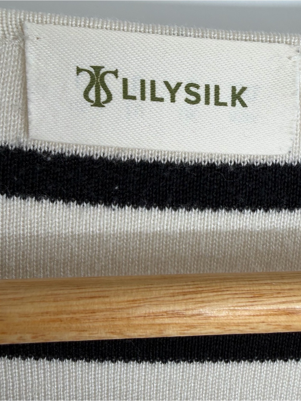 Lilysilk Scoopneck Mulberry Silk Knit Striped Cream Top - Picture 6 of 15
